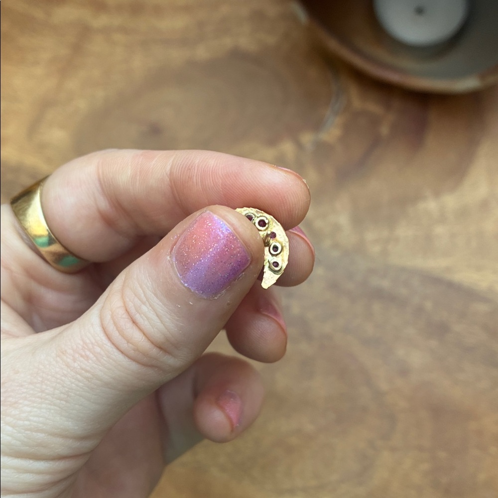 22k & 14k Solid Gold Sun and Moon Ruby Earrings - Picture 7 of 10